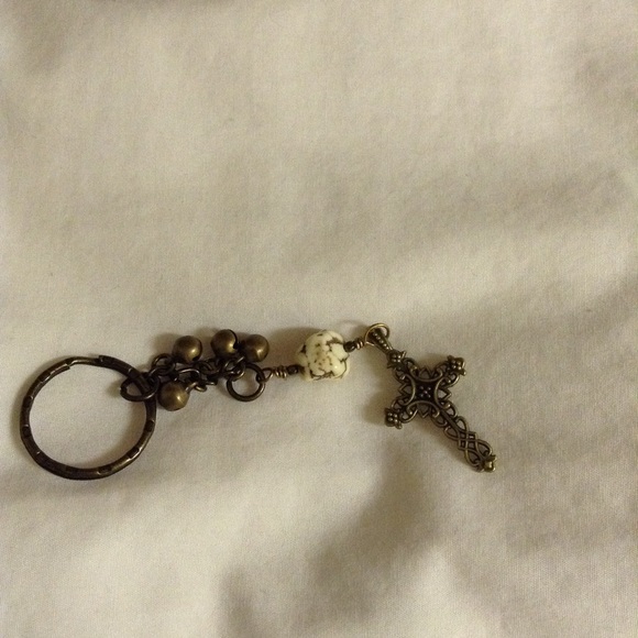 ✝Filigree Cross Keychain Turquoise Key Ring New💗 - Picture 4 of 4